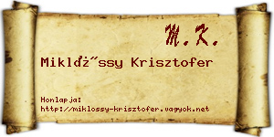 Miklóssy Krisztofer névjegykártya